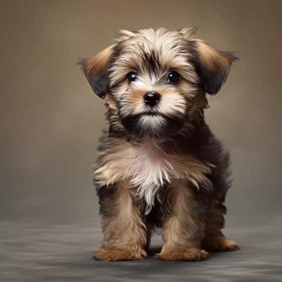 Adorable Shorkie puppy with a soft, golden coat, showcasing the breed's distinctive features Shorkie Puppy